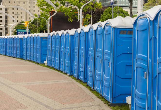 Seasonal porta potty units set up at a Bemidji, Minnesota venue